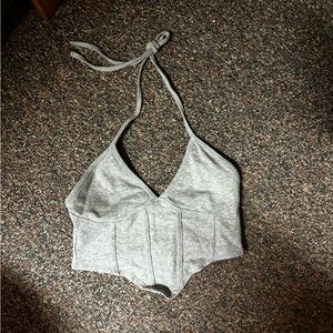 Gray Halter Neck Tank Top